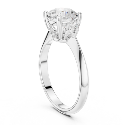 Round Three Stone Lab Grown Diamond Engagement Ring