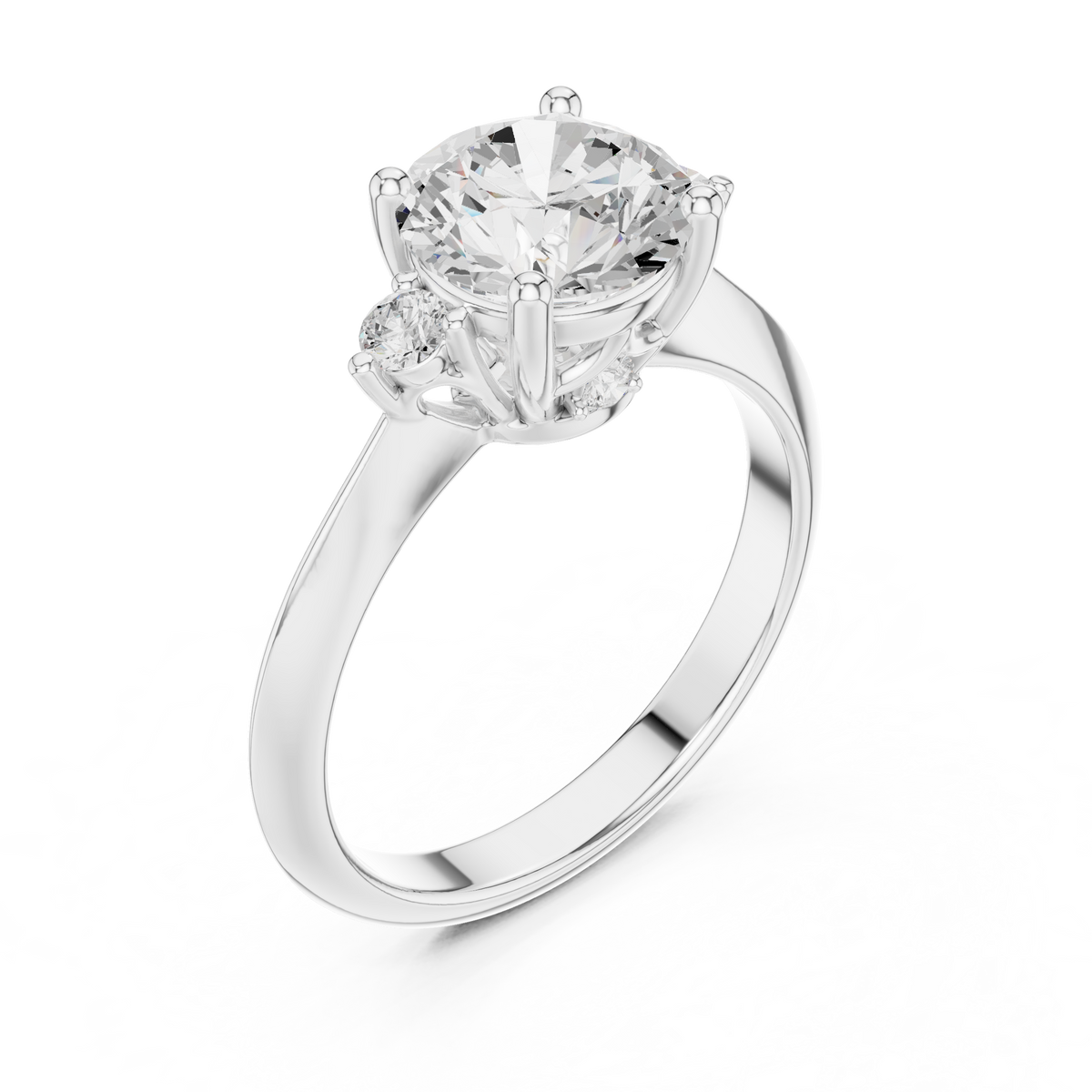 Round Three Stone Lab Grown Diamond Engagement Ring