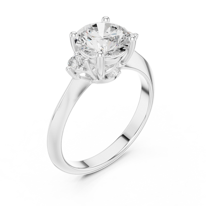 Round Three Stone Lab Grown Diamond Engagement Ring