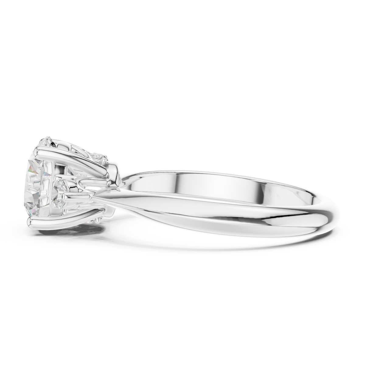 Round Three Stone Lab Grown Diamond Engagement Ring