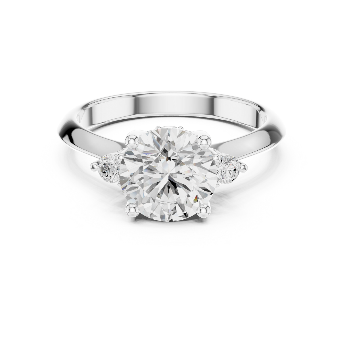 Round Three Stone Lab Grown Diamond Engagement Ring