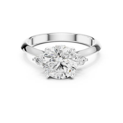 Round Three Stone Lab Grown Diamond Engagement Ring