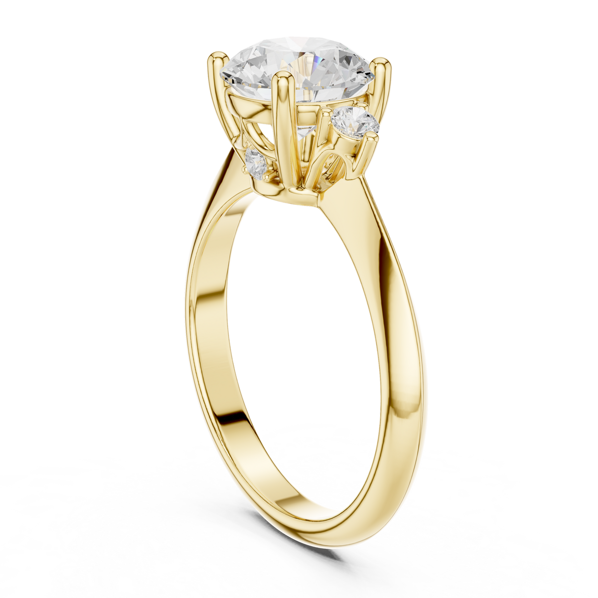 Round Three Stone Lab Grown Diamond Engagement Ring