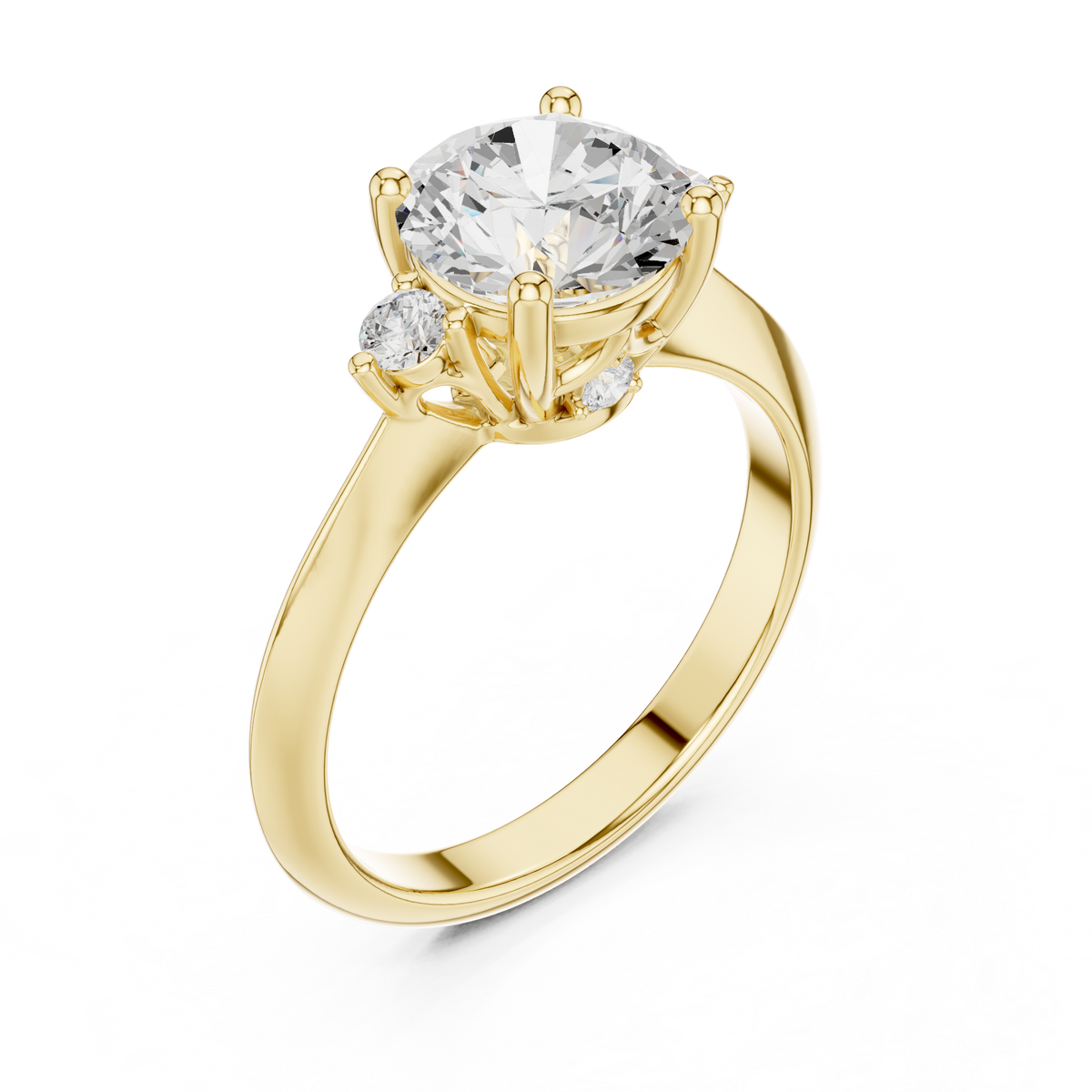 Round Three Stone Lab Grown Diamond Engagement Ring
