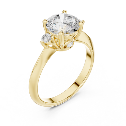 Round Three Stone Lab Grown Diamond Engagement Ring