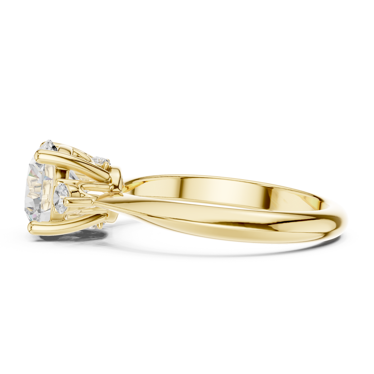Round Three Stone Lab Grown Diamond Engagement Ring