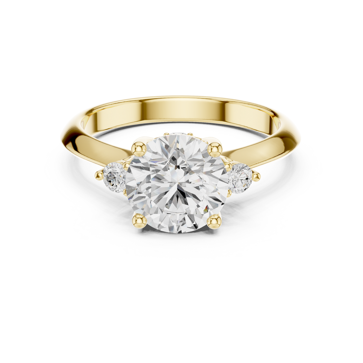 Round Three Stone Lab Grown Diamond Engagement Ring