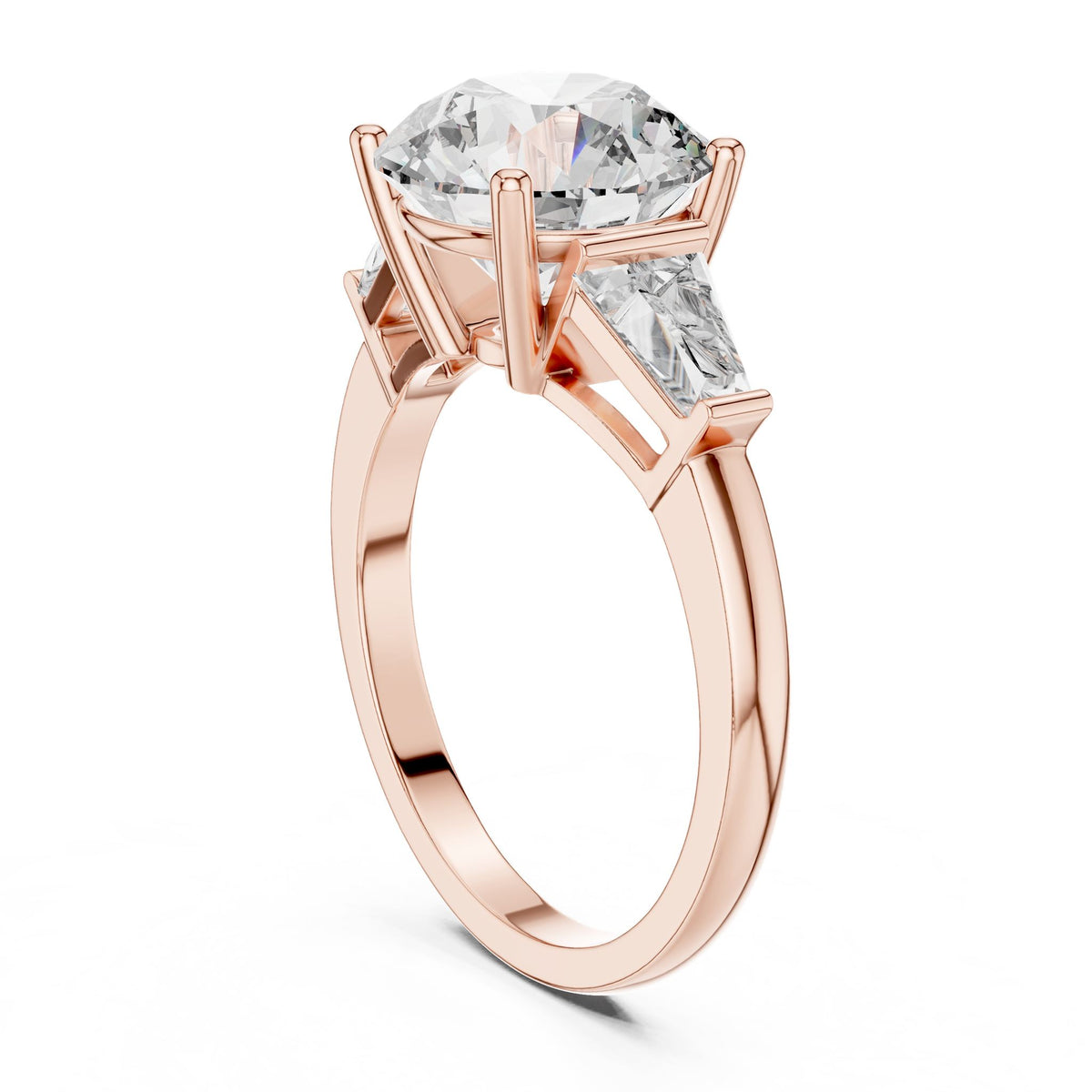 Round Three Stone Lab Grown Diamond Engagement Ring