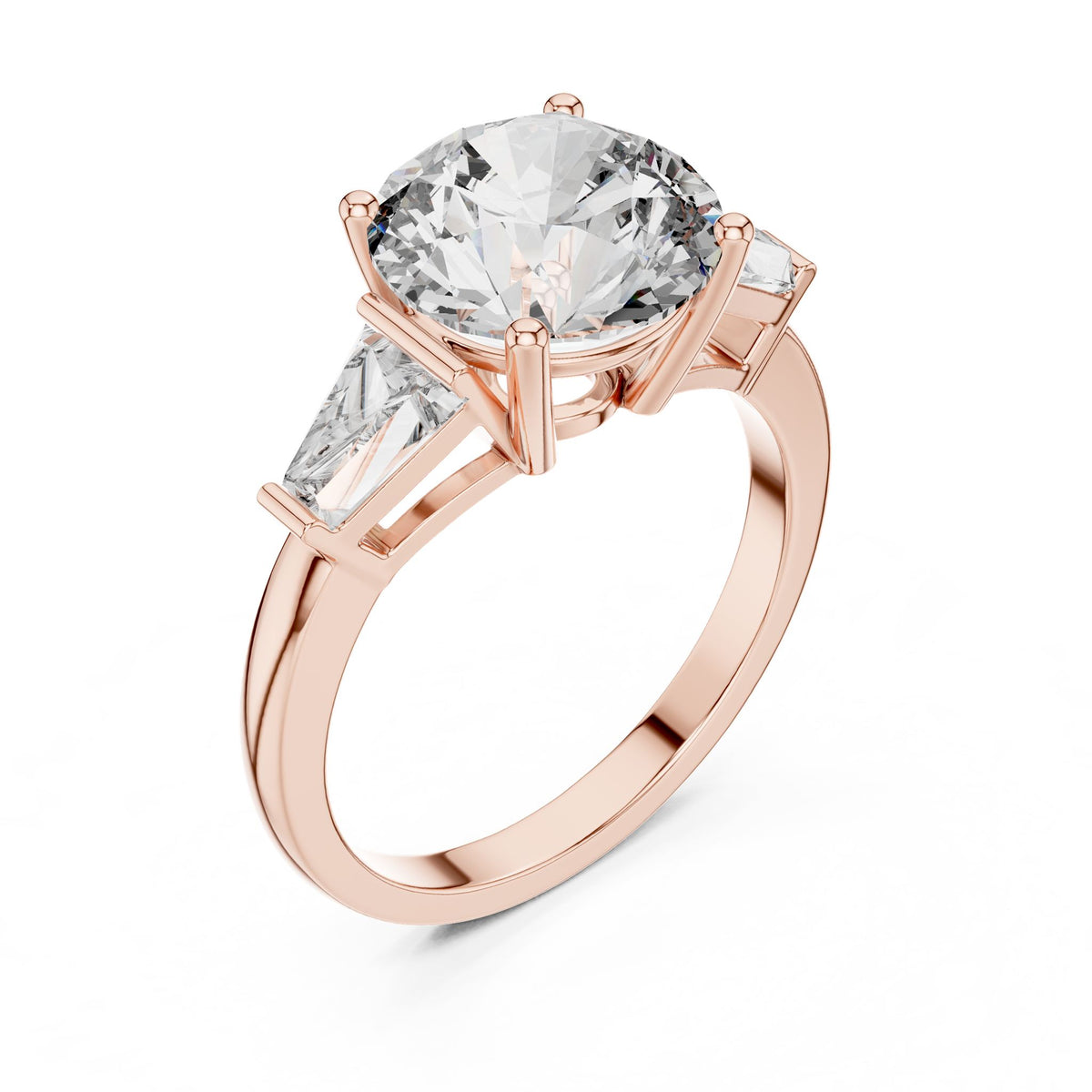 Round Three Stone Lab Grown Diamond Engagement Ring