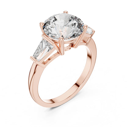 Round Three Stone Lab Grown Diamond Engagement Ring