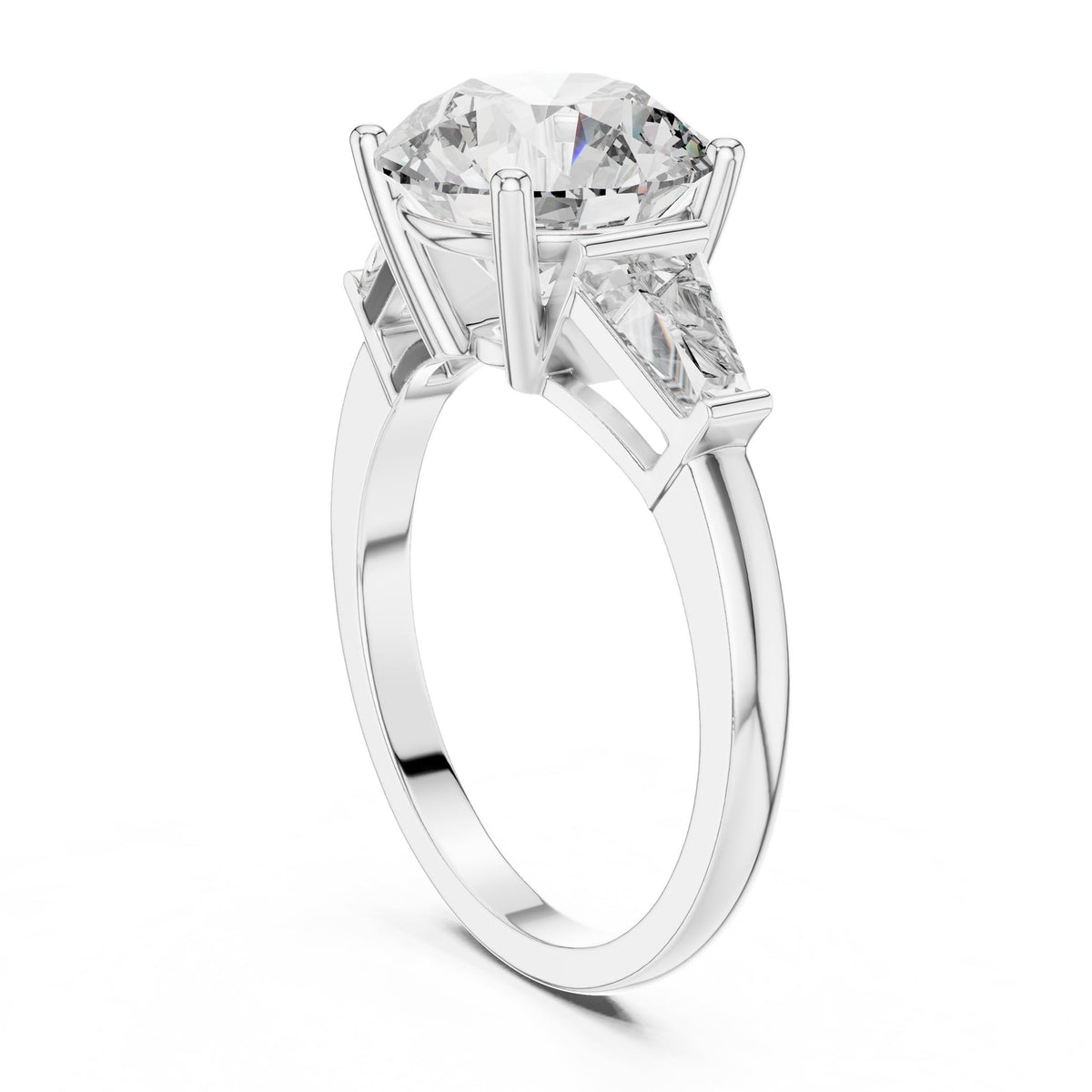 Round Three Stone Lab Grown Diamond Engagement Ring
