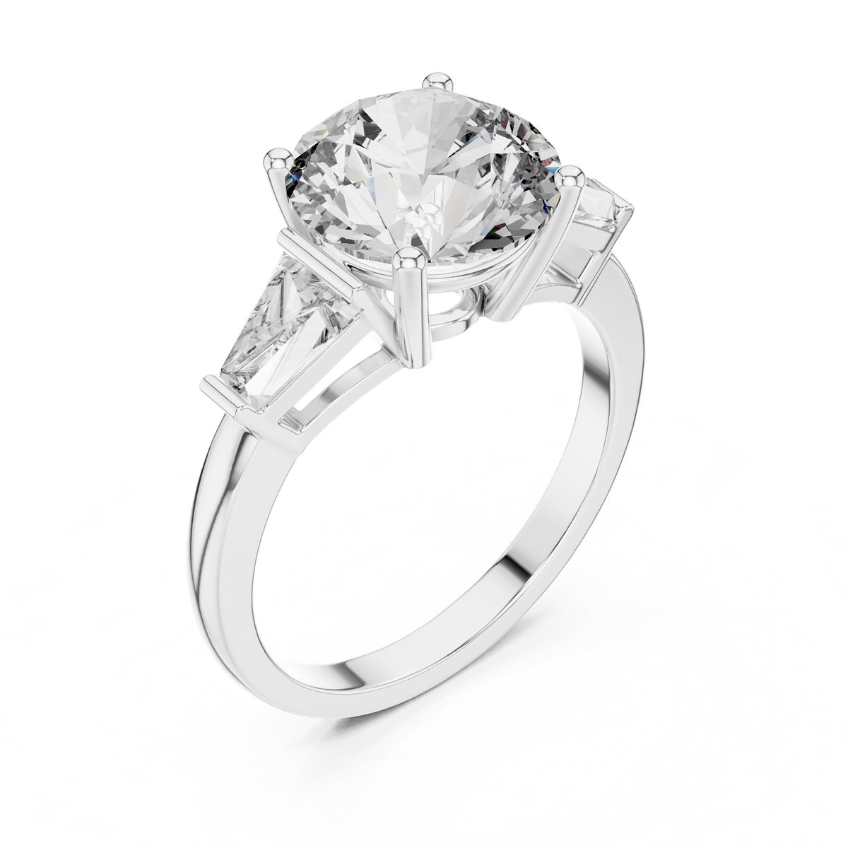 Round Three Stone Lab Grown Diamond Engagement Ring