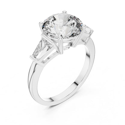 Round Three Stone Lab Grown Diamond Engagement Ring