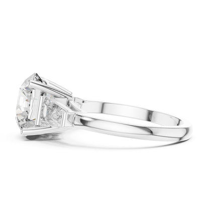 Round Three Stone Lab Grown Diamond Engagement Ring