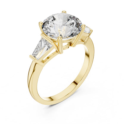 Round Three Stone Lab Grown Diamond Engagement Ring