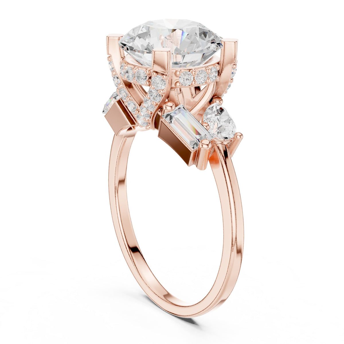 Round Three Stone Lab Grown Diamond Engagement Ring