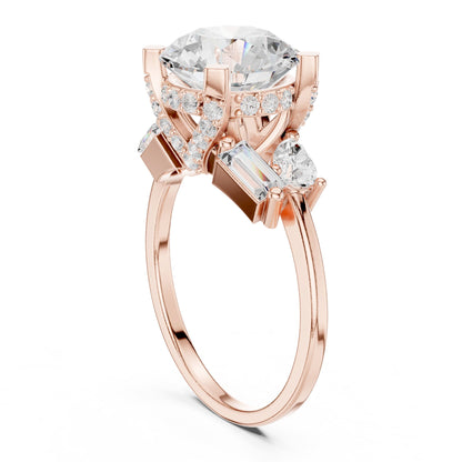 Round Three Stone Lab Grown Diamond Engagement Ring