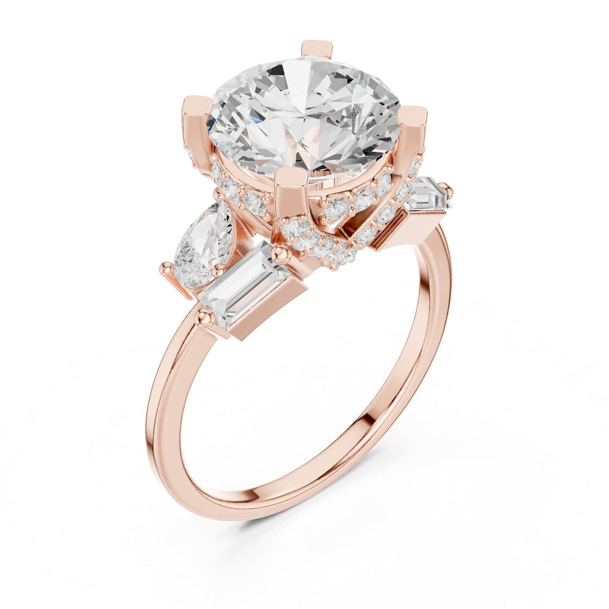 Round Three Stone Lab Grown Diamond Engagement Ring