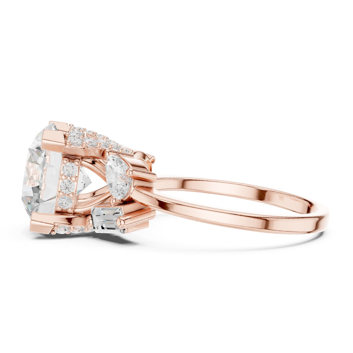 Round Three Stone Lab Grown Diamond Engagement Ring