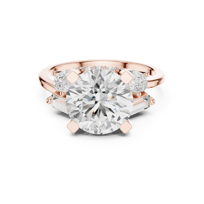 Round Three Stone Lab Grown Diamond Engagement Ring