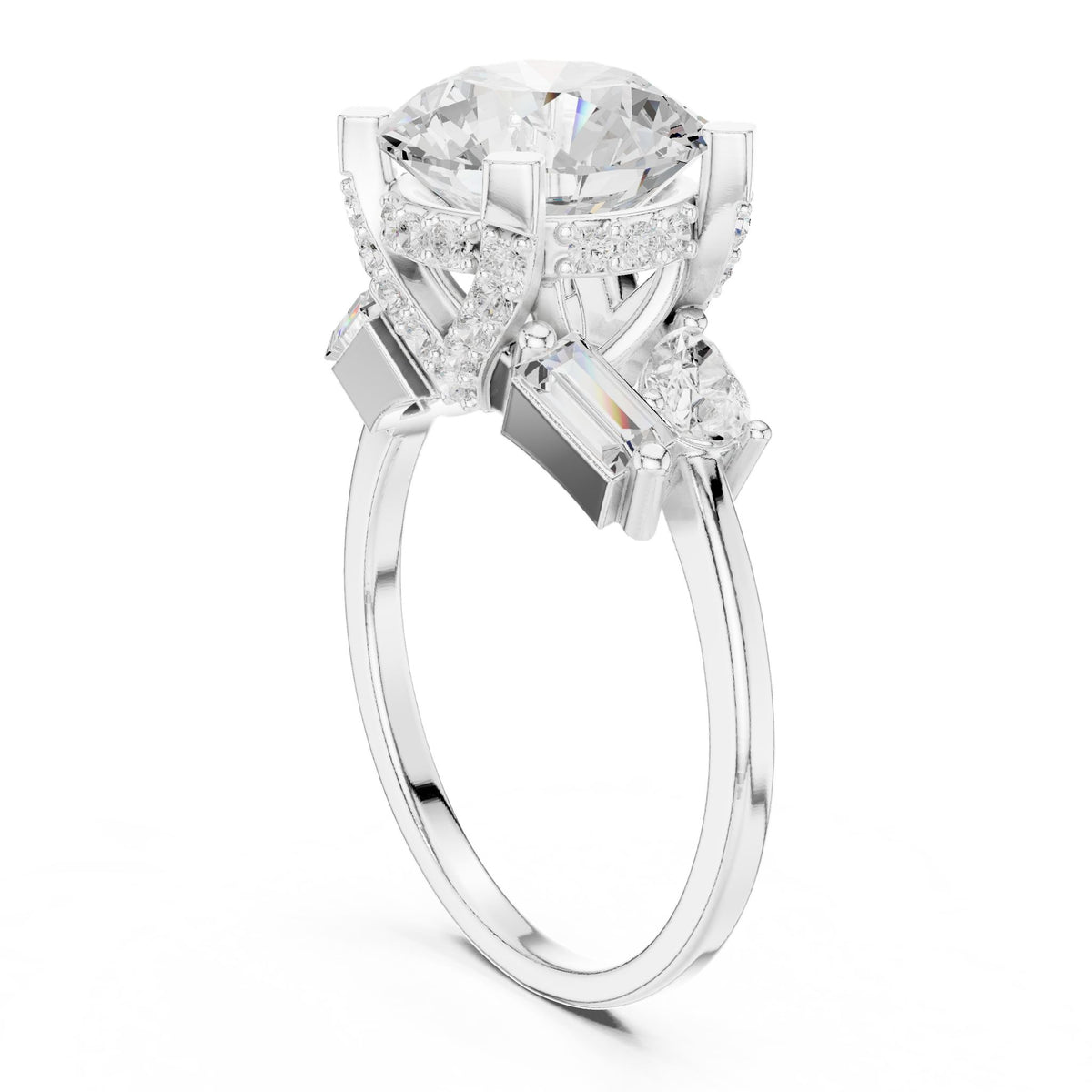 Round Three Stone Lab Grown Diamond Engagement Ring