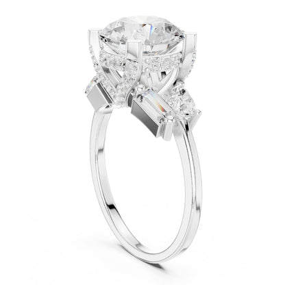 Round Three Stone Lab Grown Diamond Engagement Ring
