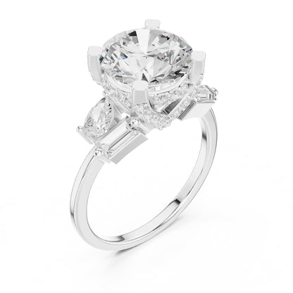 Round Three Stone Lab Grown Diamond Engagement Ring