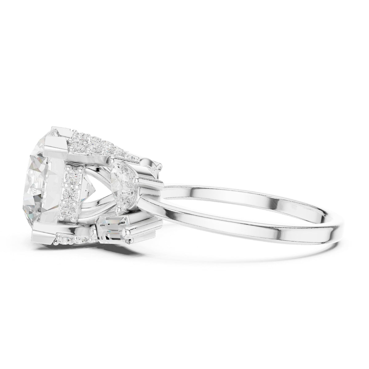 Round Three Stone Lab Grown Diamond Engagement Ring