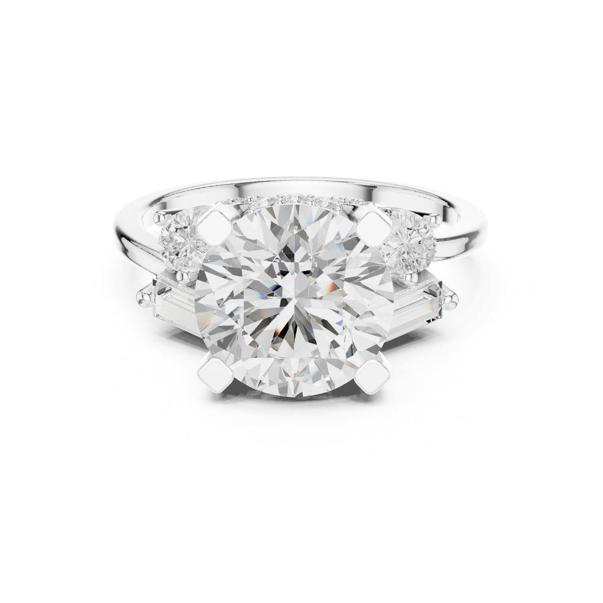 Round Three Stone Lab Grown Diamond Engagement Ring