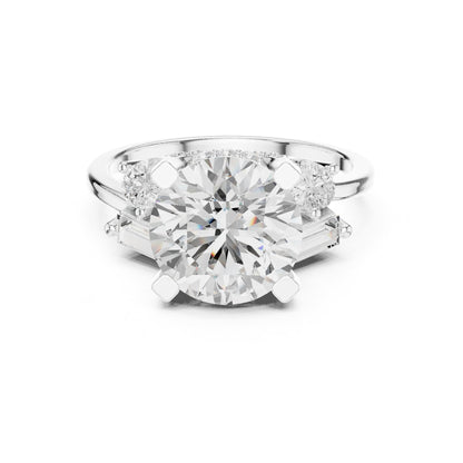 Round Three Stone Lab Grown Diamond Engagement Ring