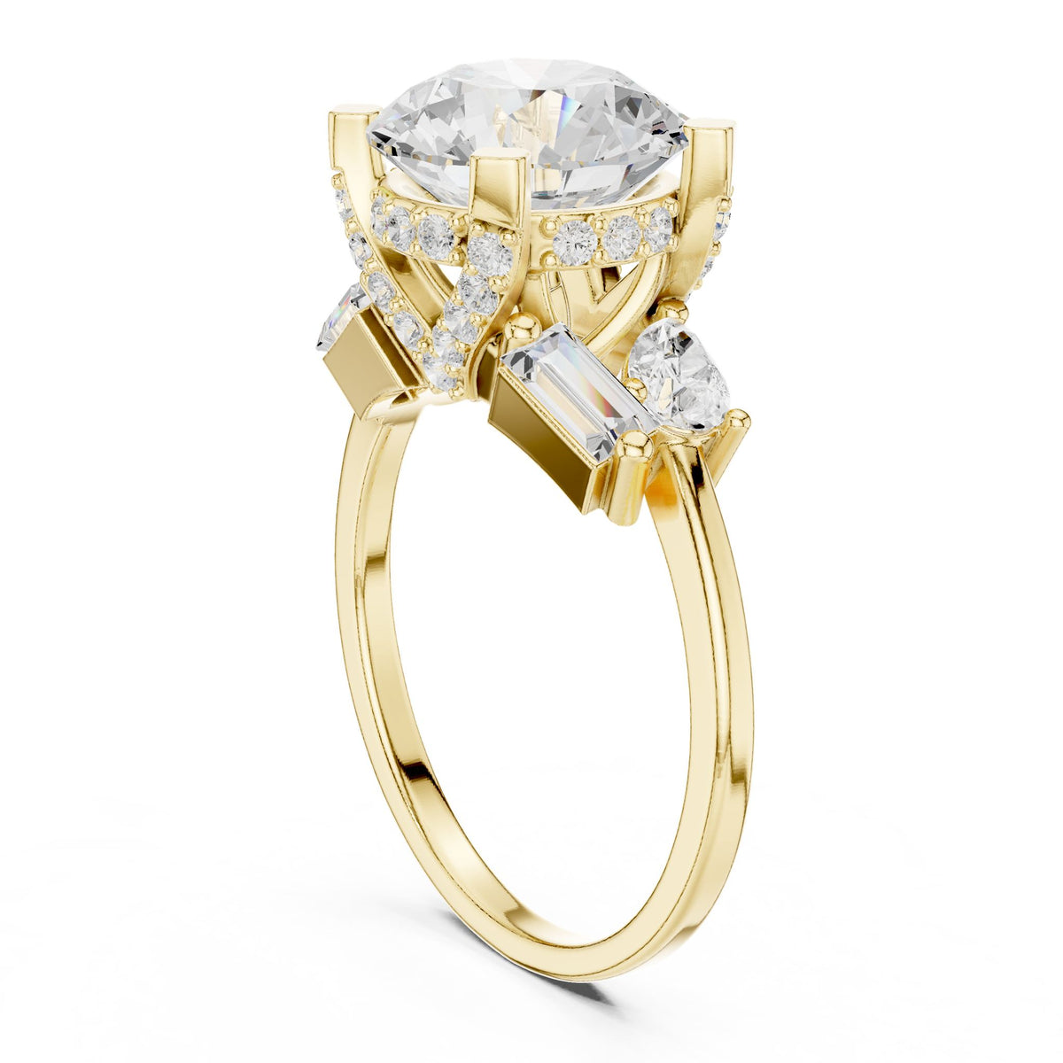 Round Three Stone Lab Grown Diamond Engagement Ring