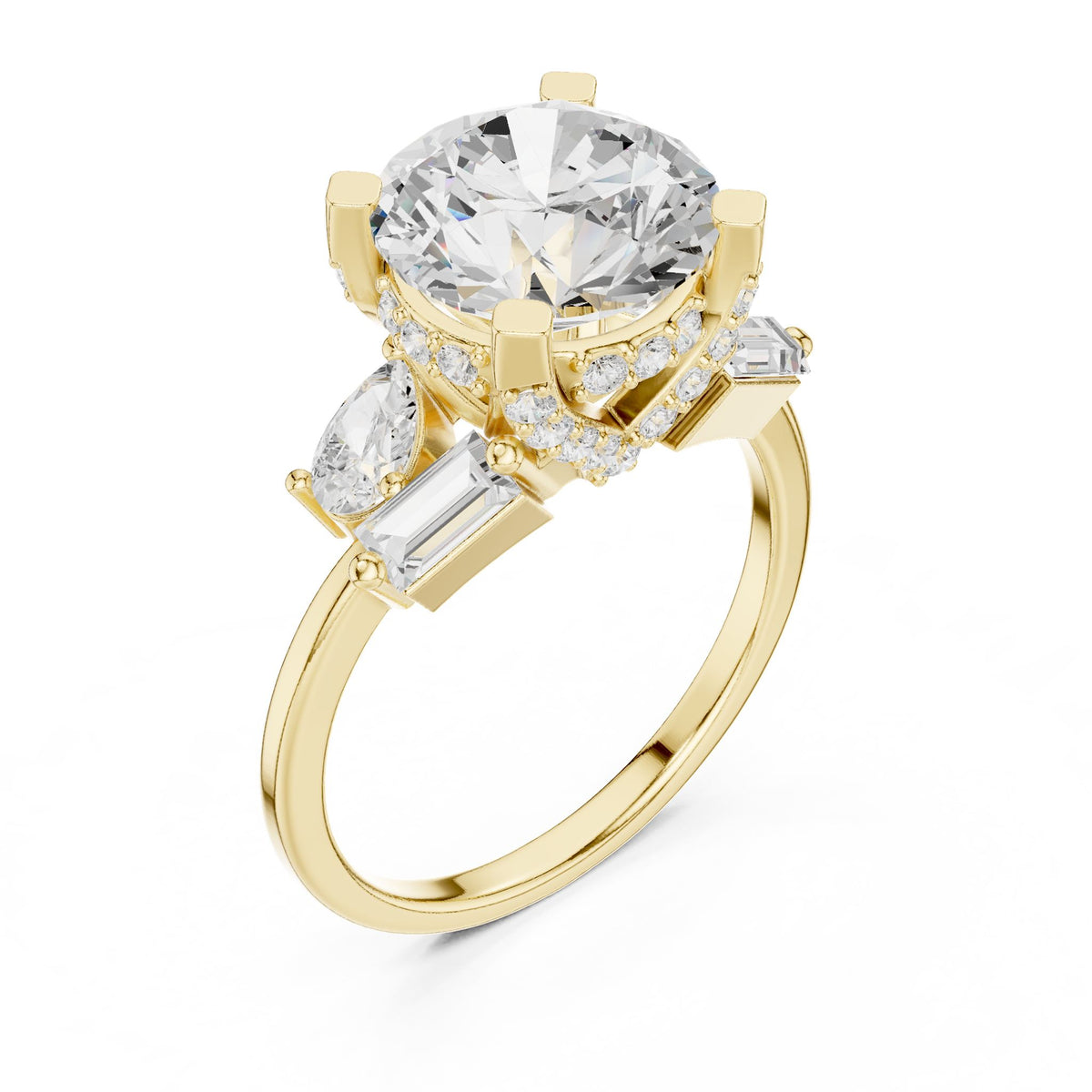 Round Three Stone Lab Grown Diamond Engagement Ring