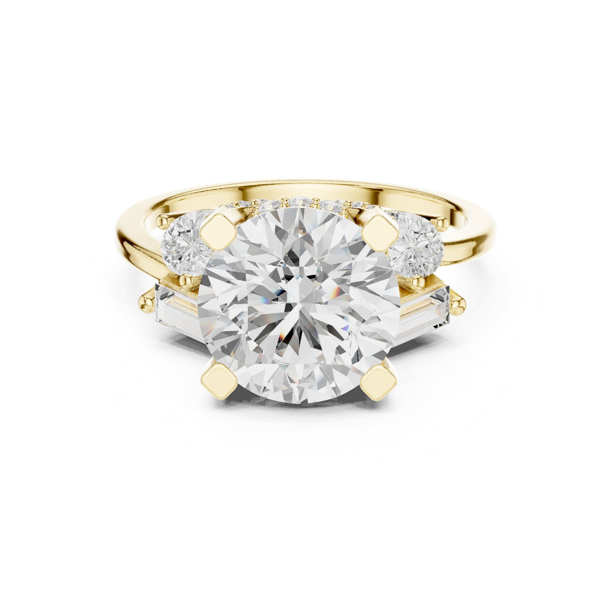 Round Three Stone Lab Grown Diamond Engagement Ring