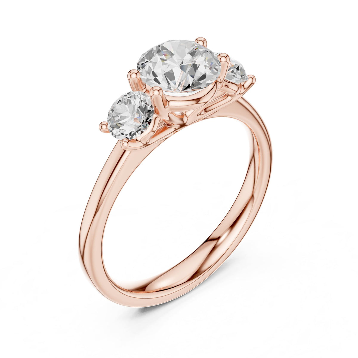Round Three Stone Lab Grown Diamond Engagement Ring
