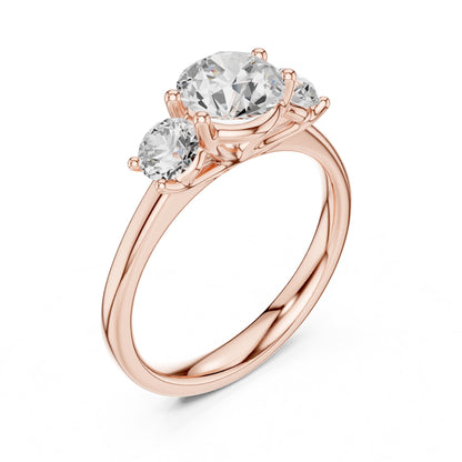Round Three Stone Lab Grown Diamond Engagement Ring
