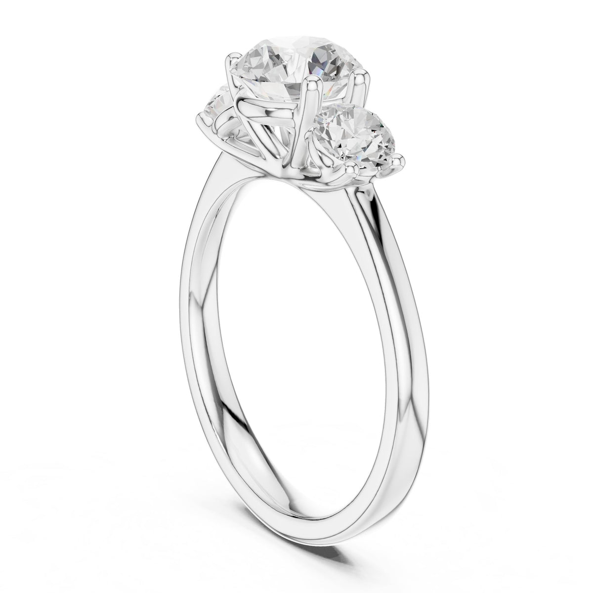 Round Three Stone Lab Grown Diamond Engagement Ring