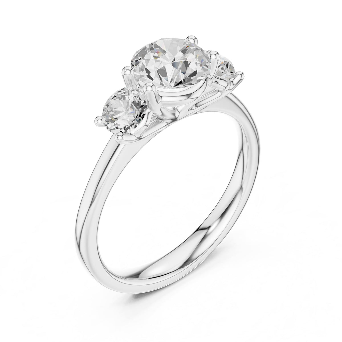 Round Three Stone Lab Grown Diamond Engagement Ring
