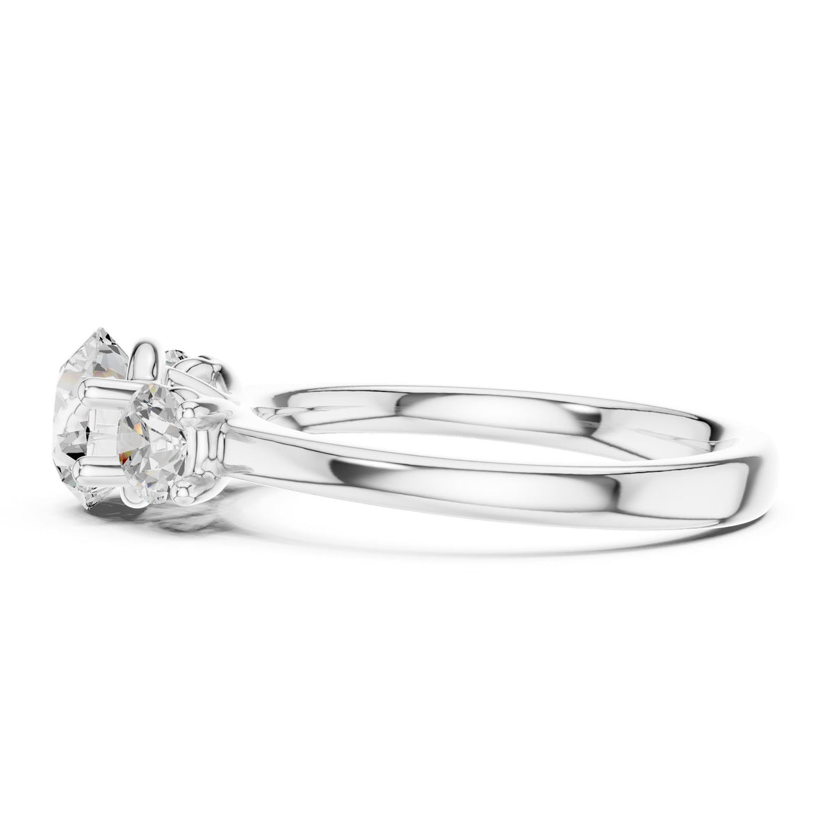Round Three Stone Lab Grown Diamond Engagement Ring