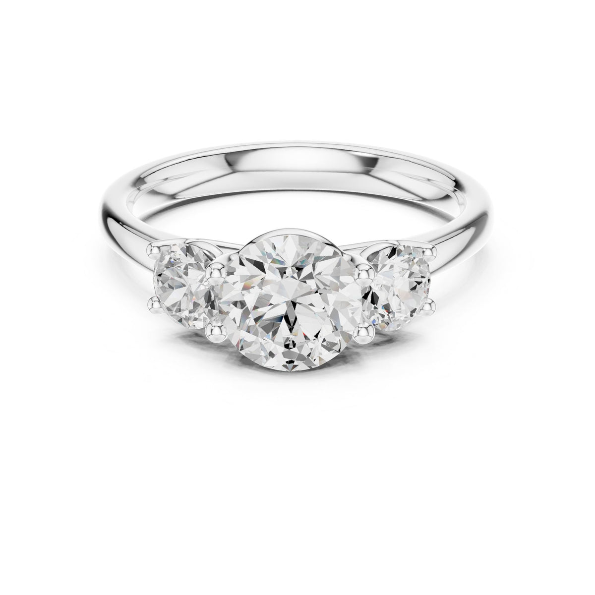 Round Three Stone Lab Grown Diamond Engagement Ring