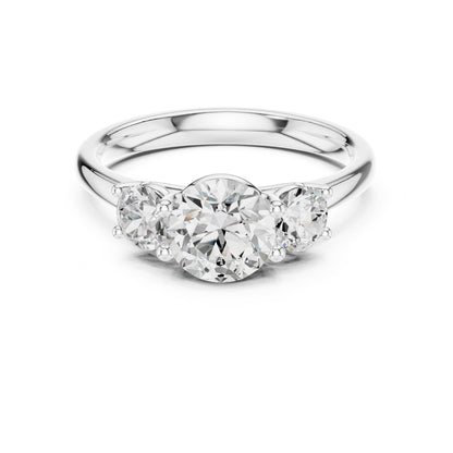Round Three Stone Lab Grown Diamond Engagement Ring