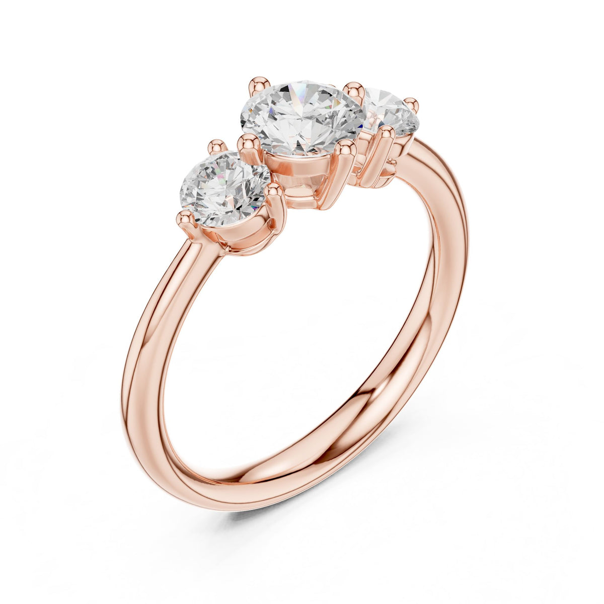 Round Three Stone Lab Grown Diamond Engagement Ring