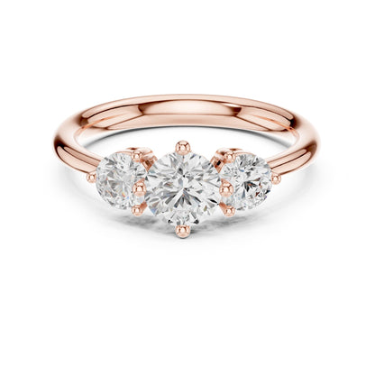 Round Three Stone Lab Grown Diamond Engagement Ring