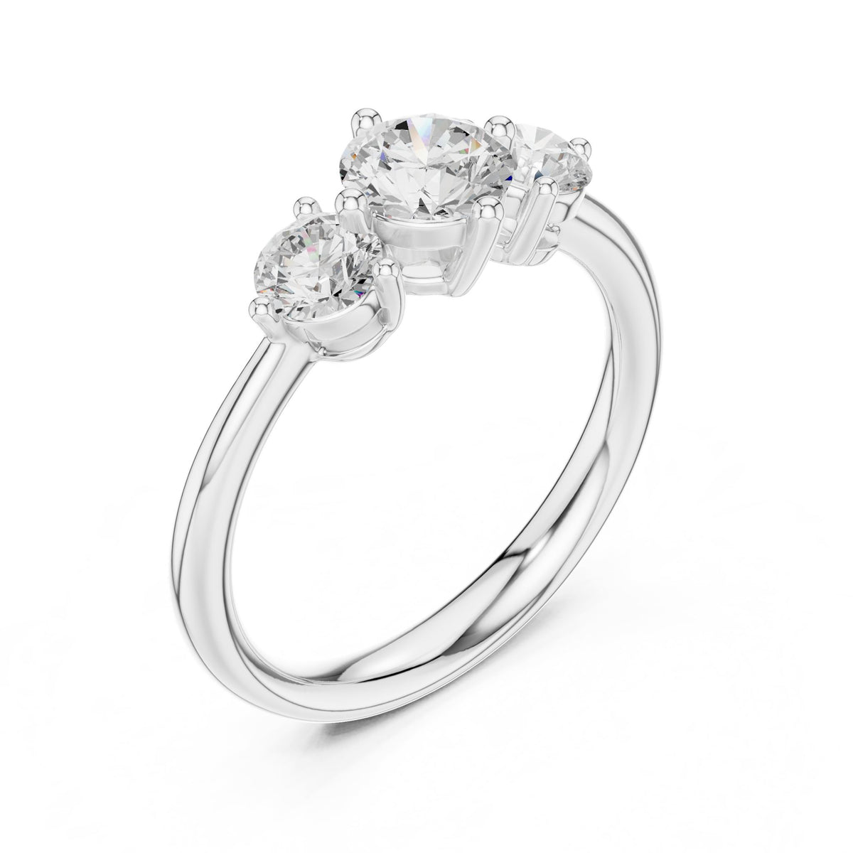 Round Three Stone Lab Grown Diamond Engagement Ring