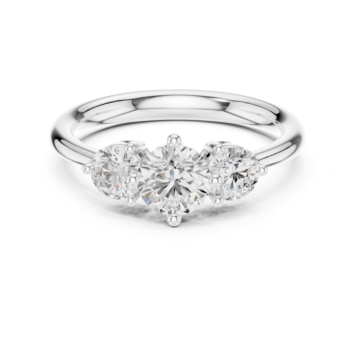 Round Three Stone Lab Grown Diamond Engagement Ring