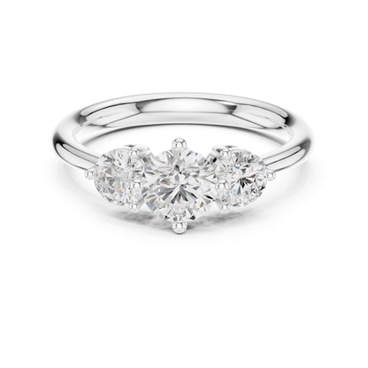 Round Three Stone Lab Grown Diamond Engagement Ring