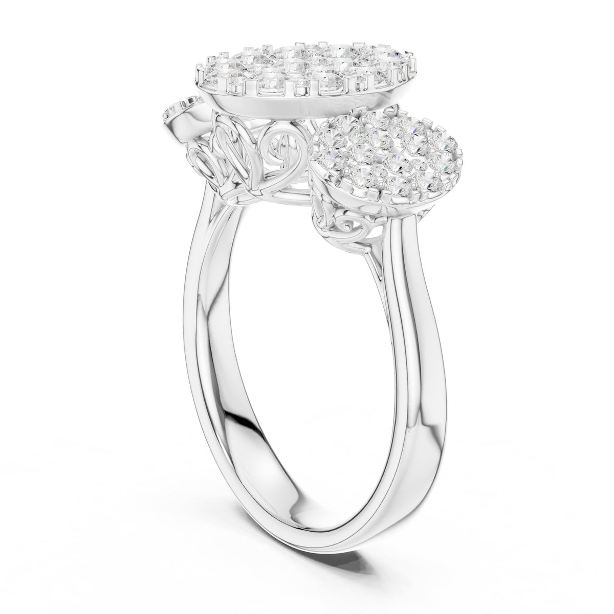 Round Three Stone Lab Grown Diamond Engagement Ring