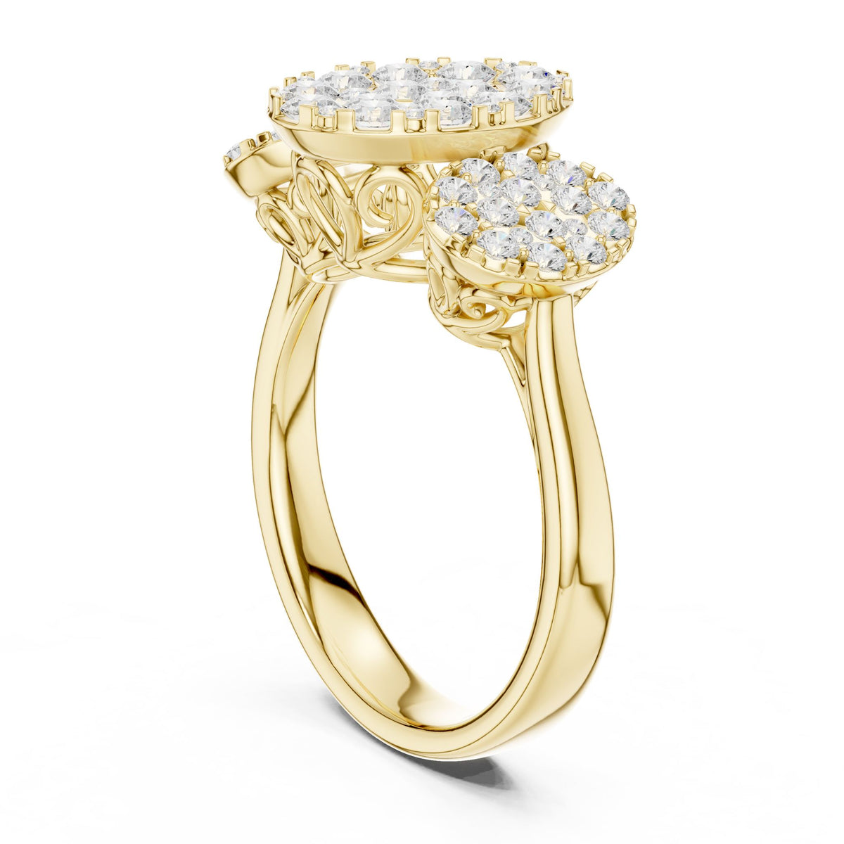 Round Three Stone Lab Grown Diamond Engagement Ring
