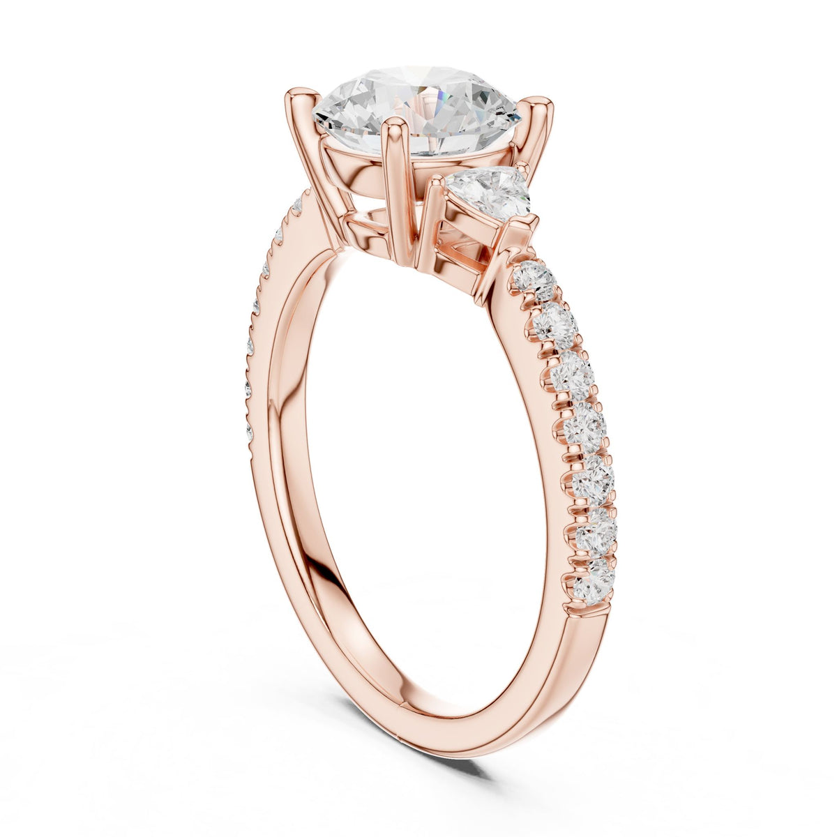 Round Three Stone Lab Grown Diamond Engagement Ring