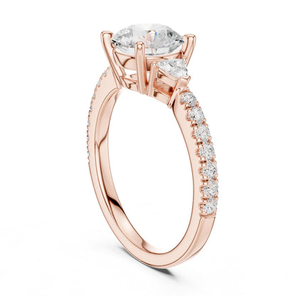 Round Three Stone Lab Grown Diamond Engagement Ring