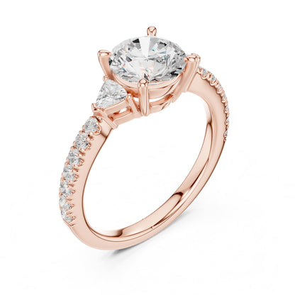 Round Three Stone Lab Grown Diamond Engagement Ring